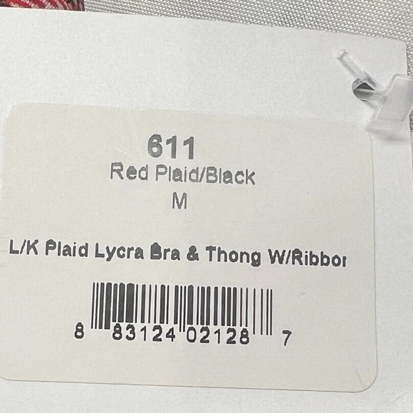 Coquette Plaid w/Ribbon Bra Set & Opaque Bk Thigh highs NWT Med - Picture 7 of 7
